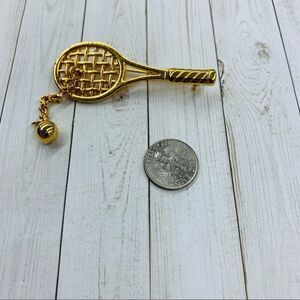 M‎ Jent VTG Tennis Racket and Ball Brooch